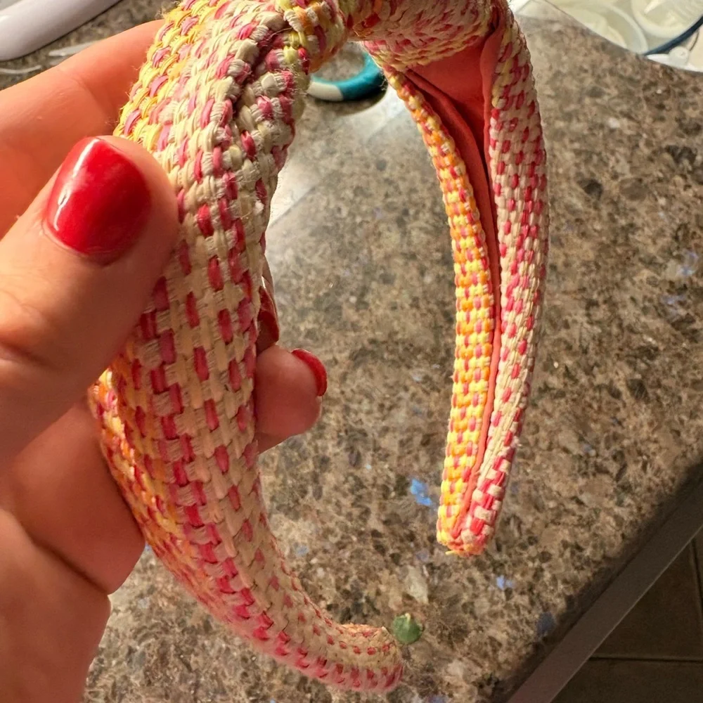 Anthropologie Pink Orange Yellow Woven Spring Knotted Headband